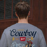 Men's Simply Southern Long Sleeve Cowboy Beer T-Shirt for Men in Charcoal