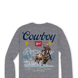 Men's Simply Southern Long Sleeve Cowboy Beer T-Shirt for Men in Charcoal