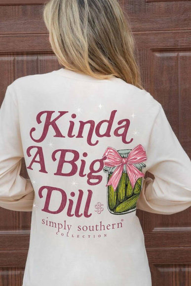 Simply Southern Long Sleeve Big Dill T-Shirt for Women in Whisper White