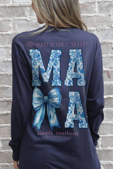 Simply Southern Long Sleeve Blessed Mama T-Shirt for Women in Mirage