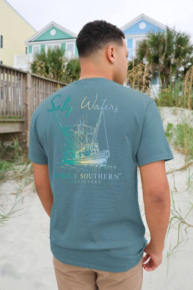 Simply Southern Boat & Salty Waters T-Shirt for Men in Black