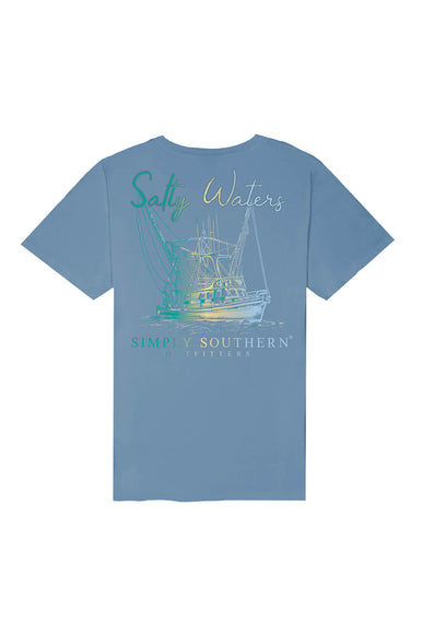 Simply Southern Boat & Salty Waters T-Shirt for Men in Black