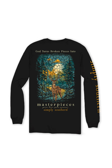 Simply Southern Long Sleeve Broken Pieces T-Shirt for Women in Black