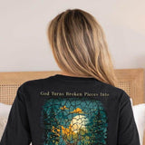 Simply Southern Long Sleeve Broken Pieces T-Shirt for Women in Black