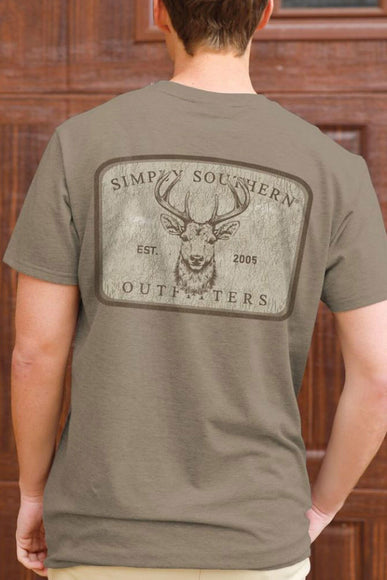 Simply Southern Buck T-Shirt for Men in Heather Brown