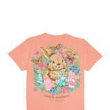 Simply Southern Plus Size Bunny Flowers T-Shirt for Women in Peach