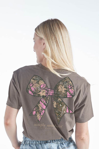 Simply Southern Camo Bow T-Shirt for Women in Desert Heather