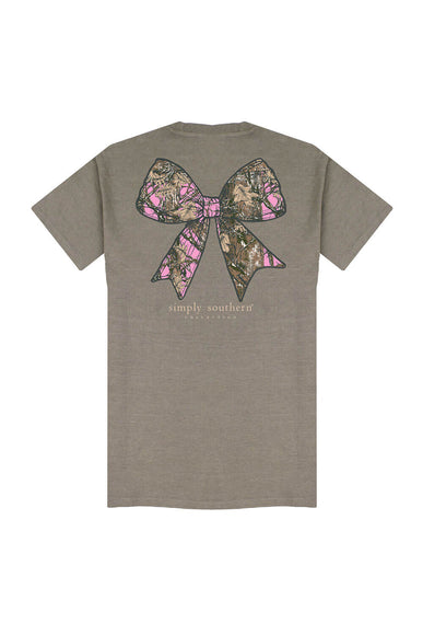 Simply Southern Camo Bow T-Shirt for Women in Desert Heather