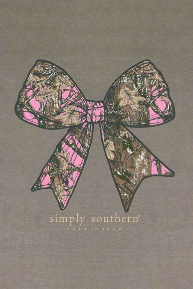 Simply Southern Camo Bow T-Shirt for Women in Desert Heather