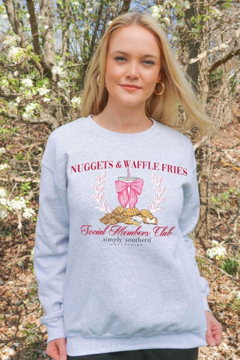 Simply Southern Nuggets & Waffle Fries Fleece Crewneck for Women in Gr ...