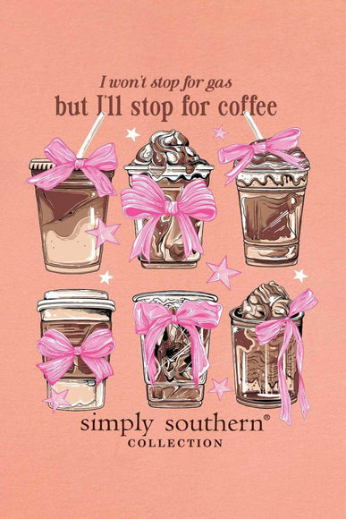 Simply Southern Plus Size Coffee Cups T-Shirt for Women in Peach