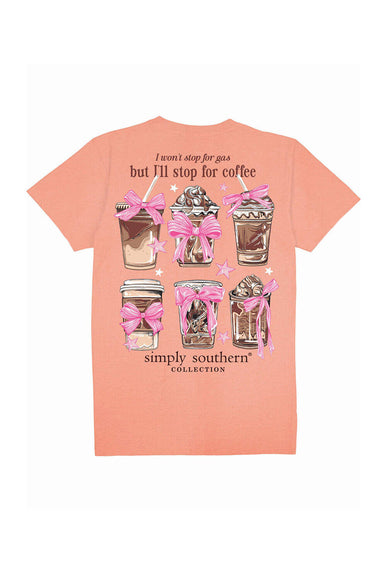 Simply Southern Plus Size Coffee Cups T-Shirt for Women in Peach