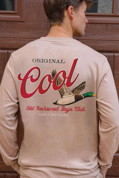 Simply Southern Men's T-Shirt Long Sleeve Cool Duck T-Shirt for Men in Mocha