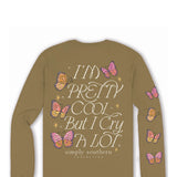 Simply Southern Plus Size Long Sleeve I’m Pretty Cool But I cry A Lot T-Shirt for Women in Tulepo Gold 