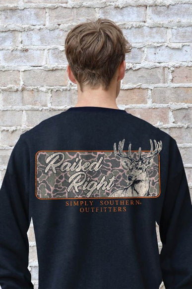 Simply Southern Buck Crewneck Sweatshirt for Men in Black