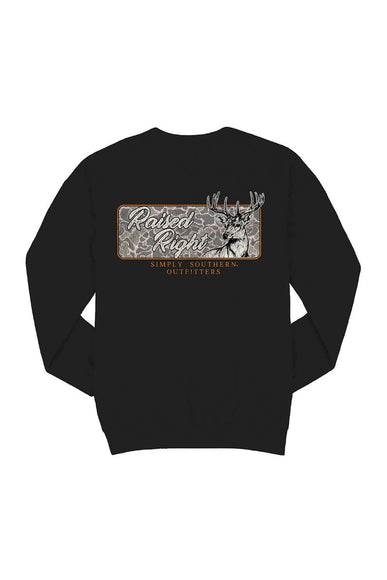 Simply Southern Buck Crewneck Sweatshirt for Men in Black