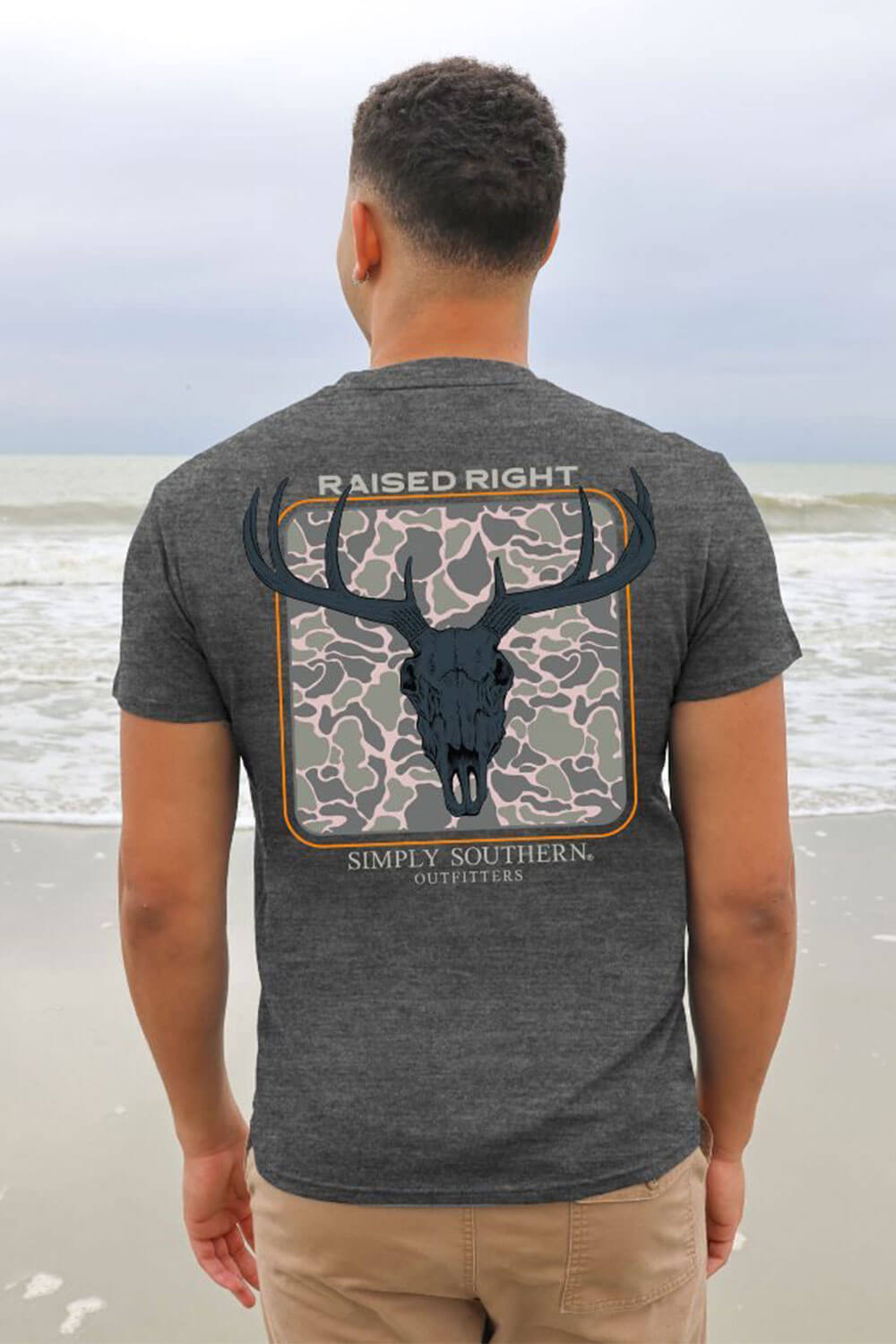 Simply Southern Antler T-Shirt for Men in Grey