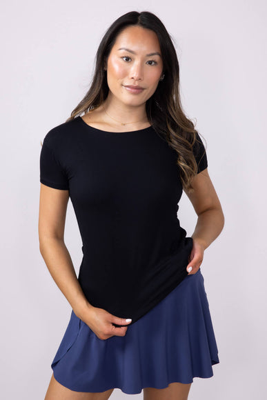 Simply Southern Double Layer Scoop Neck Top for Women in Black