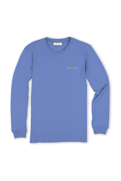 Simply Southern Plus Size Long Sleeve Ducks In A Row T-Shirt for Women in Vista Blue