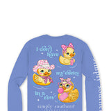 Simply Southern Plus Size Long Sleeve Ducks In A Row T-Shirt for Women in Vista Blue