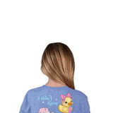 Simply Southern Youth Long Sleeve Ducks In A Row T-Shirt for Girls in Vista Blue