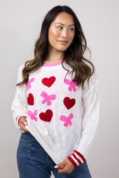 Simply Southern Everyday Valentines Sweater for Women in White