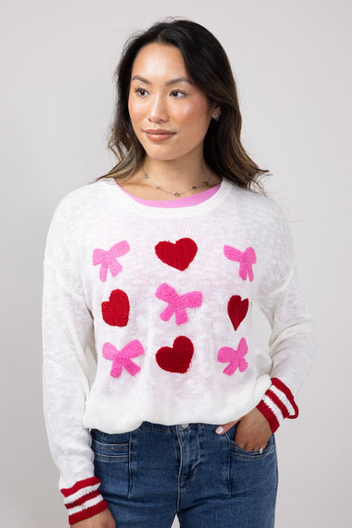 Simply Southern Everyday Valentines Sweater for Women in White