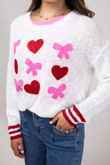 Simply Southern Everyday Valentines Sweater for Women in White