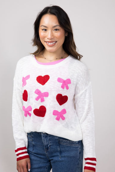 Simply Southern Everyday Valentines Sweater for Women in White