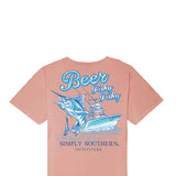 Simply Southern Beer Fishy Fishy T-Shirt for Men in Pink