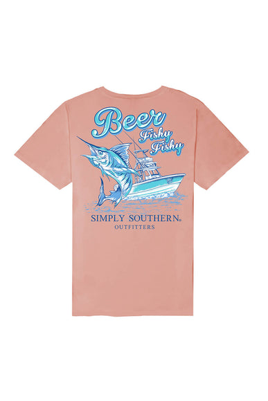 Simply Southern Beer Fishy Fishy T-Shirt for Men in Pink