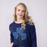 Simply Southern Flower Sunset Sweater for Women in Navy