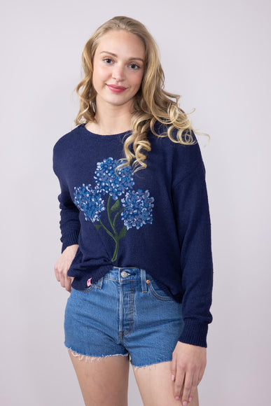 Simply Southern Flower Sunset Sweater for Women in Navy