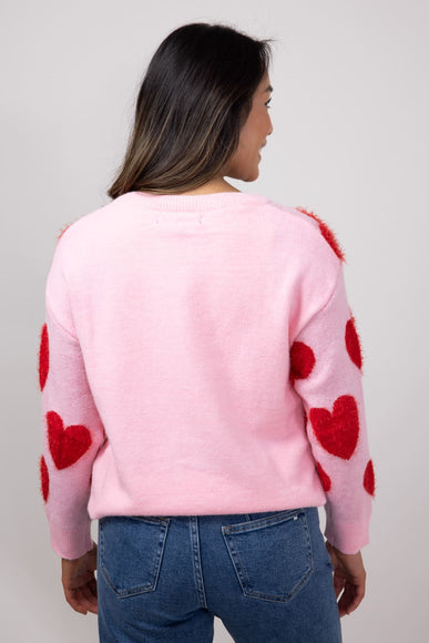 Simply Southern Fuzzy Heart Sweater for Women in Pink