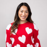 Simply Southern Fuzzy Heart Sweater for Women in Red