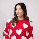 Simply Southern Fuzzy Heart Sweater for Women in Red