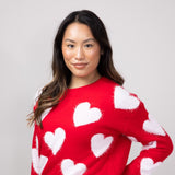 Simply Southern Fuzzy Heart Sweater for Women in Red