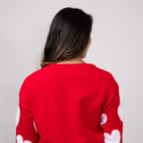 Simply Southern Fuzzy Heart Sweater for Women in Red