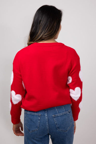 Simply Southern Fuzzy Heart Sweater for Women in Red