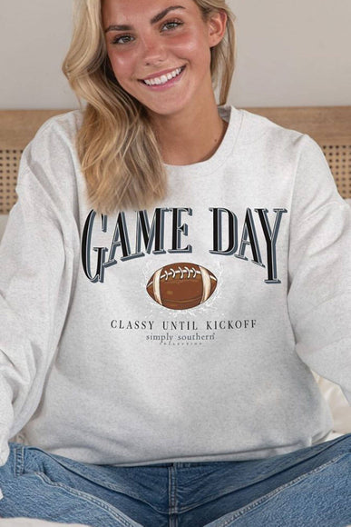 Simply Southern Game Day Fleece Crewneck for Women in Flurry