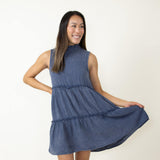 Simply Southern Gauze Tieback Dress for Women in Indigo