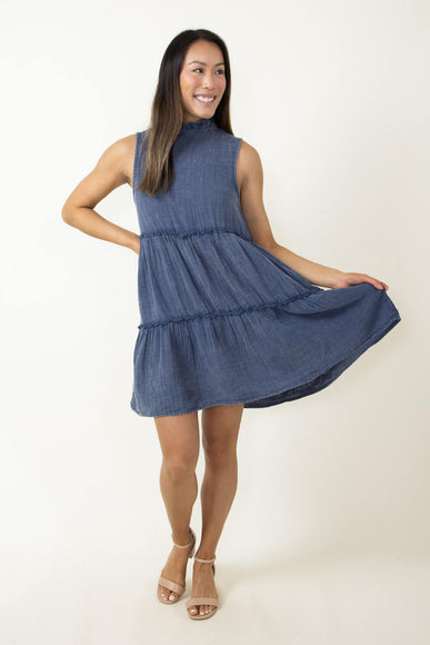 Simply Southern Gauze Tieback Dress for Women in Indigo