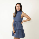 Simply Southern Gauze Tieback Dress for Women in Indigo