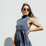 Simply Southern Gauze Tieback Dress for Women in Indigo