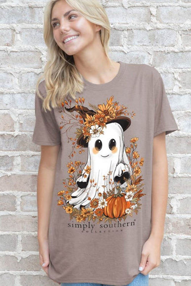 Simply Southern Fall Ghost T-Shirt for Women in Desert Heather