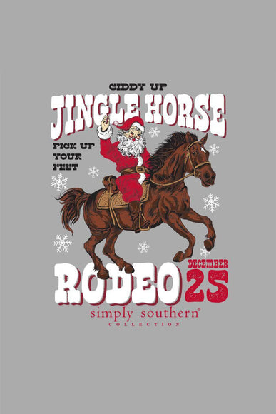 Simply Southern Youth Short Sleeve Jingle Horse Rodeo T-Shirt for Girls in Heather Grey