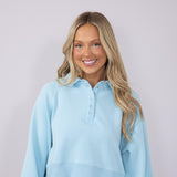 Simply Southern Gigi ¼ Snap Collar Modal Pullover for Women in Ice Blue | PP-0125-PULL-GIGI-ICE