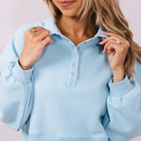 Simply Southern Gigi ¼ Snap Collar Modal Pullover for Women in Ice Blue | PP-0125-PULL-GIGI-ICE