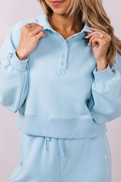 Simply Southern Gigi ¼ Snap Collar Modal Pullover for Women in Ice Blue | PP-0125-PULL-GIGI-ICE