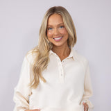 Simply Southern Women's Gigi ¼ Snap Collar Modal Pullover for Women in Off White